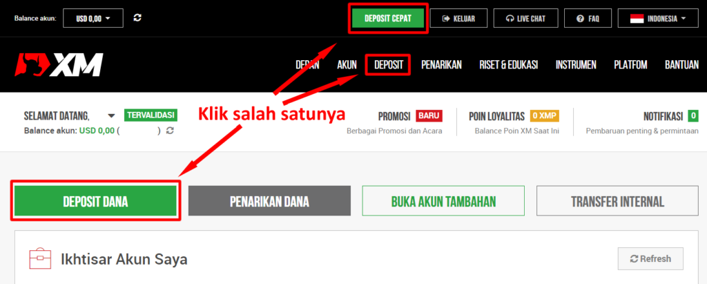 Cara deposit ke akun forex di xm global 2